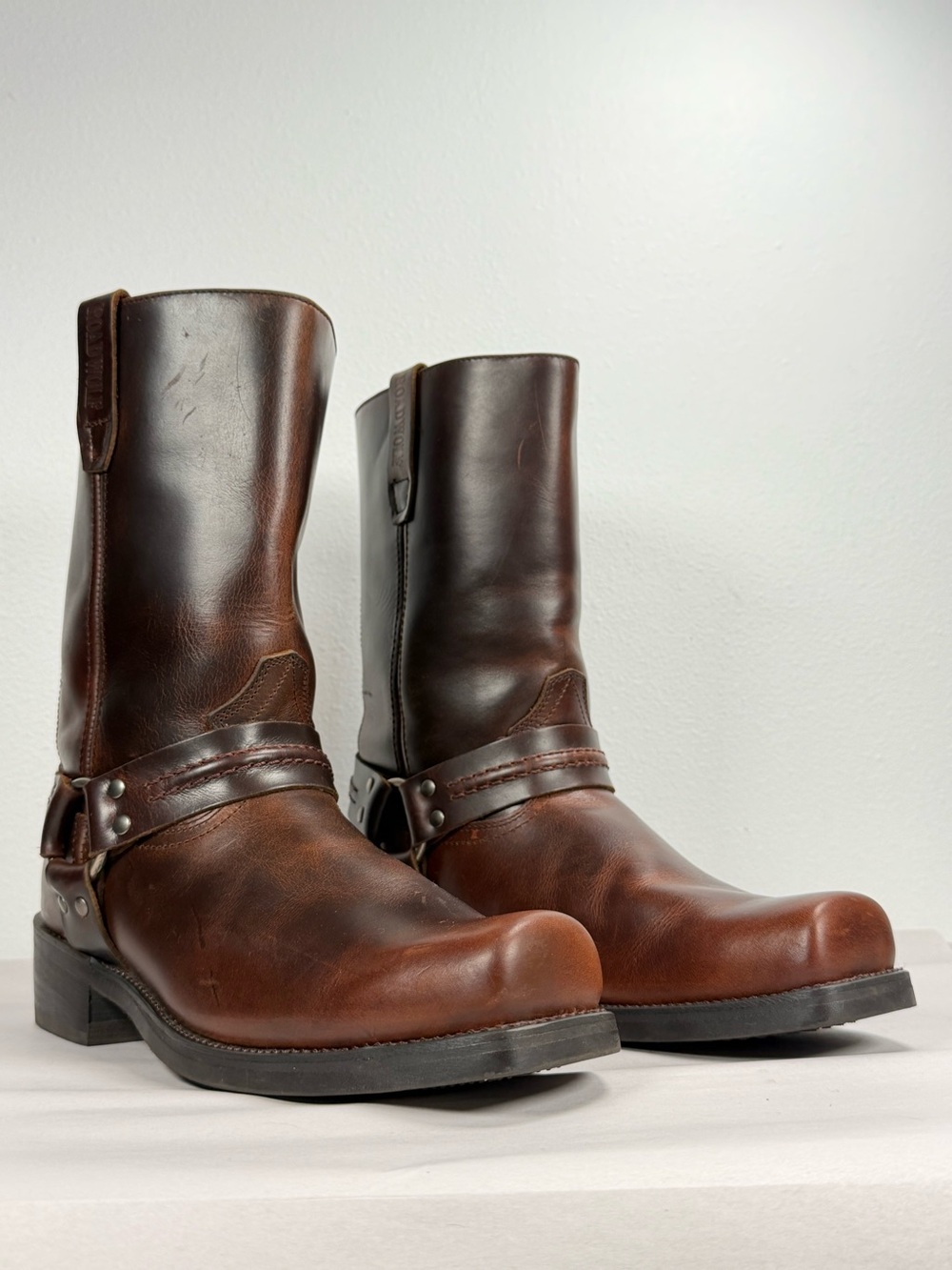 Roadwolf Men’s Harness Boots Size 12 M Brown Oiled Leather Motorcycle Biker Boot